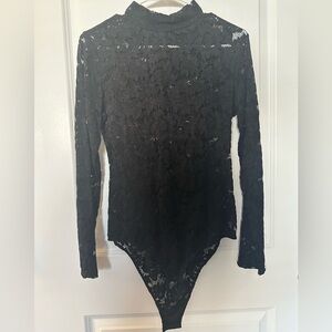 Black Lace Bodysuit Top